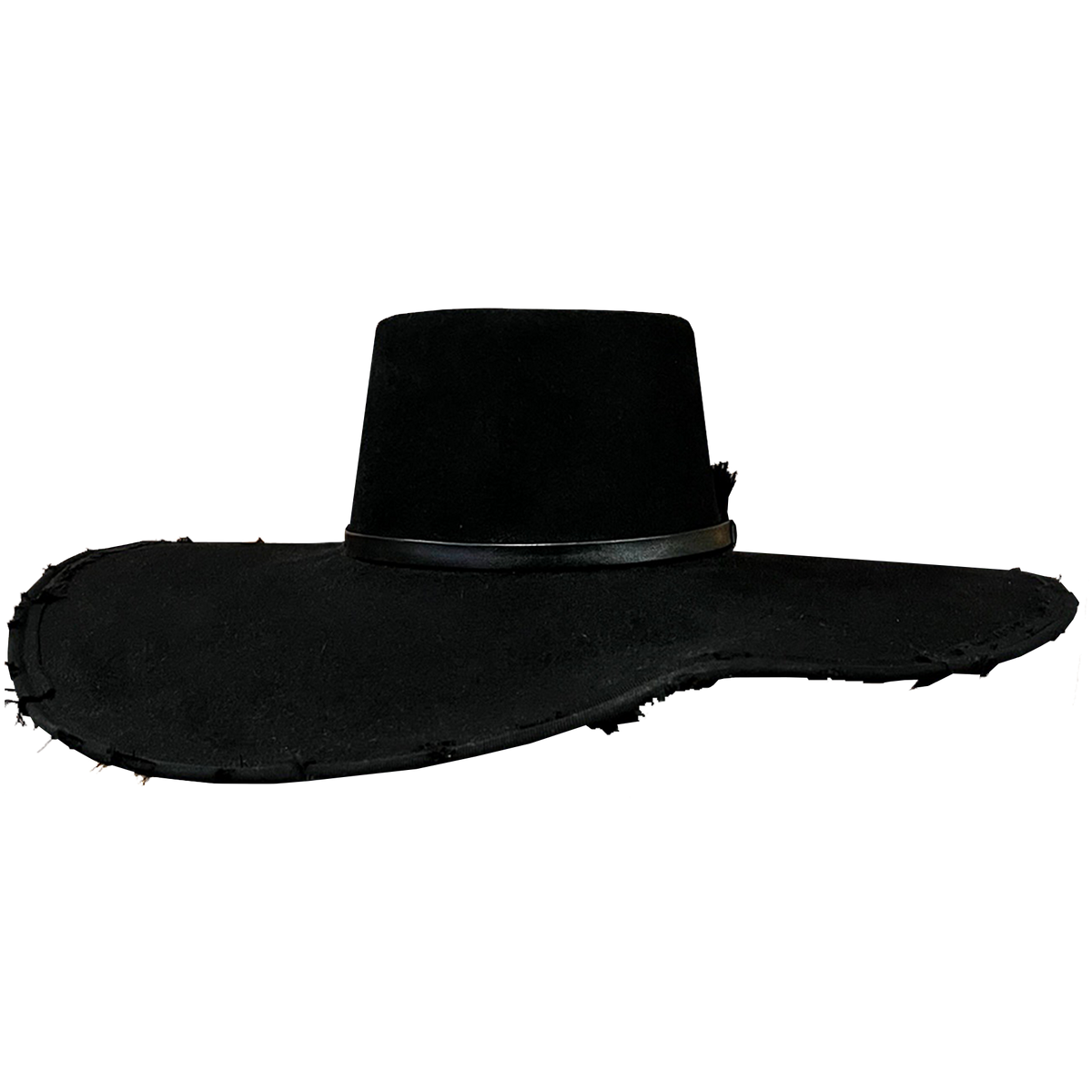 Frank Olive Neiman Marcus, Black Wool Hat, Wide Velvet Ribbon, Western Style Bri Smokehouse Wool Felt Wide Brim Western Hat by Biltmore  main image 4